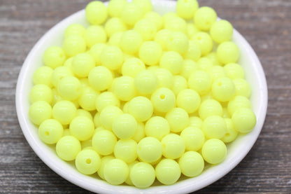 10mm Light Yellow Gumball Beads, Round Acrylic Loose Beads, Bubblegum Beads, Chunky Beads, Gumball Beads, Smooth Plastic Round Beads #889