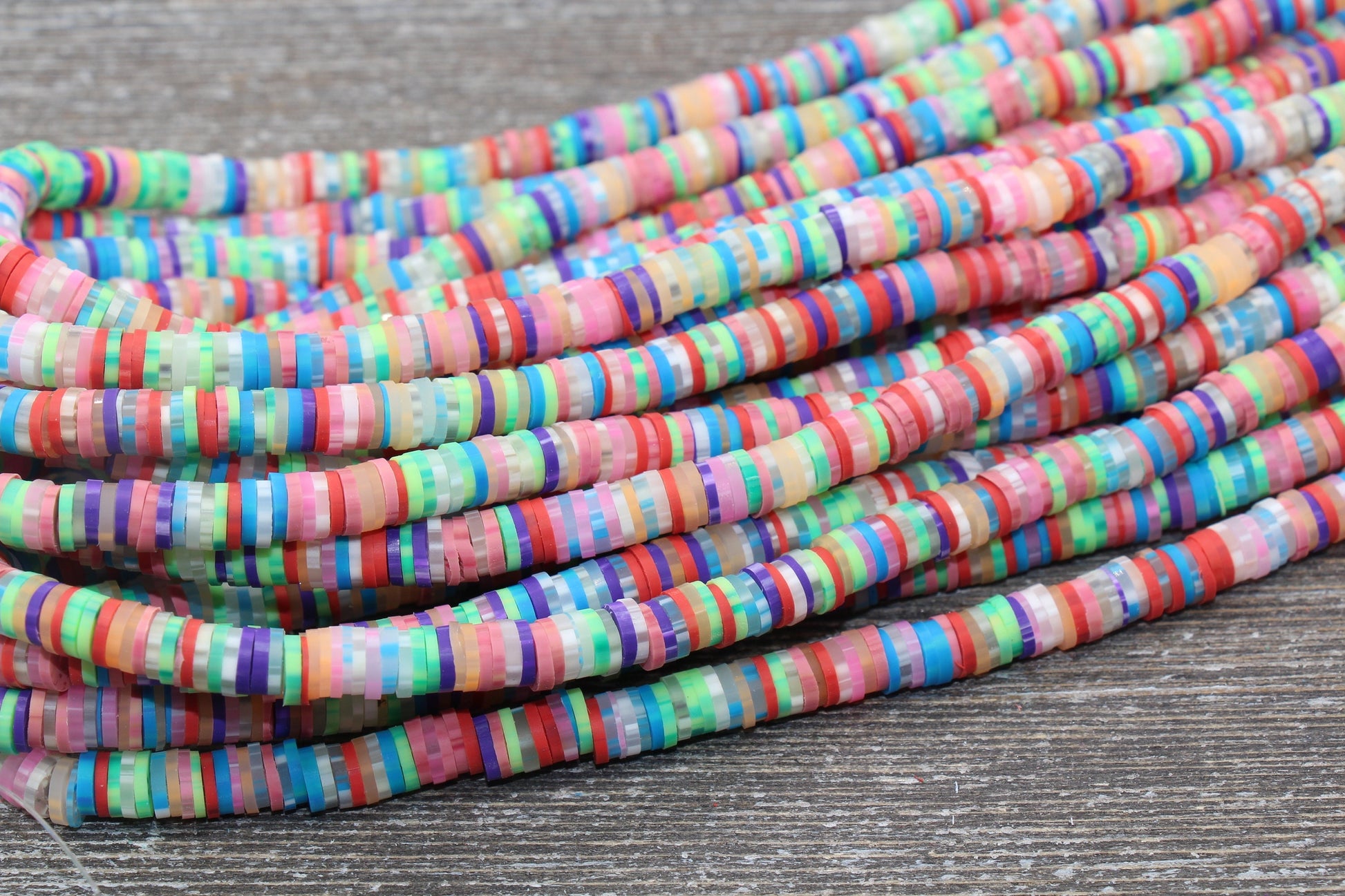 6mm Rainbow Speckled Heishi Beads, Mix Color Polymer Clay Disc Beads, African Disc Beads, Vinyl Heishi, 16 inch Strand #432