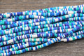 4mm blue white multicolored heishi beads for bracelets and DIY jewelry