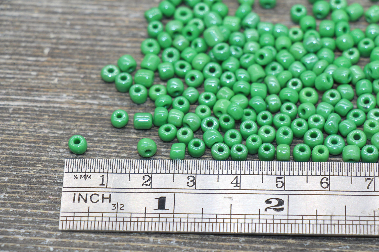 Glossy Glass Seed Beads, 4mm 6/0 Glass Round Seed Beads, Green Opaque Seed Beads, Rocailles Beads, Beading Supplies #1194