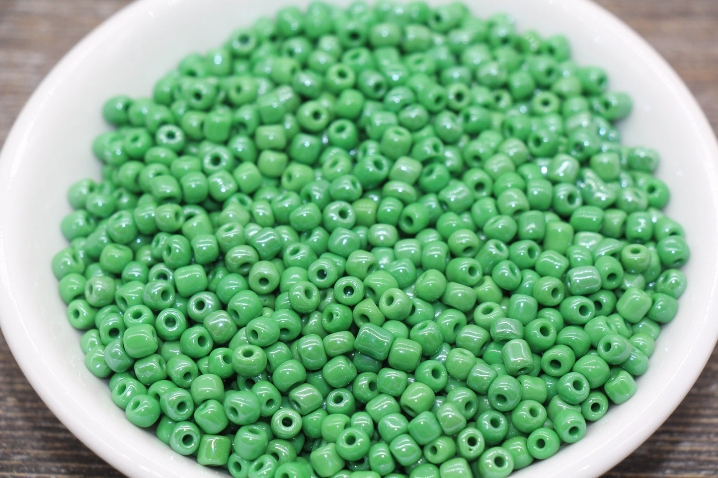 Glossy Glass Seed Beads, 4mm 6/0 Glass Round Seed Beads, Green Opaque Seed Beads, Rocailles Beads, Beading Supplies #1194