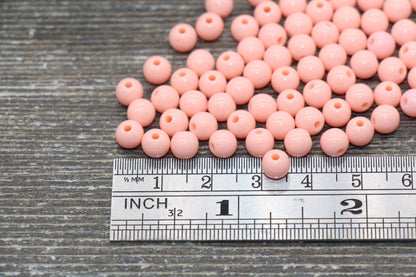 6mm Peach Gumball Beads, Round Acrylic Peach Loose Beads, Bubblegum Beads, Chunky Beads, Smooth Plastic Round Beads #888