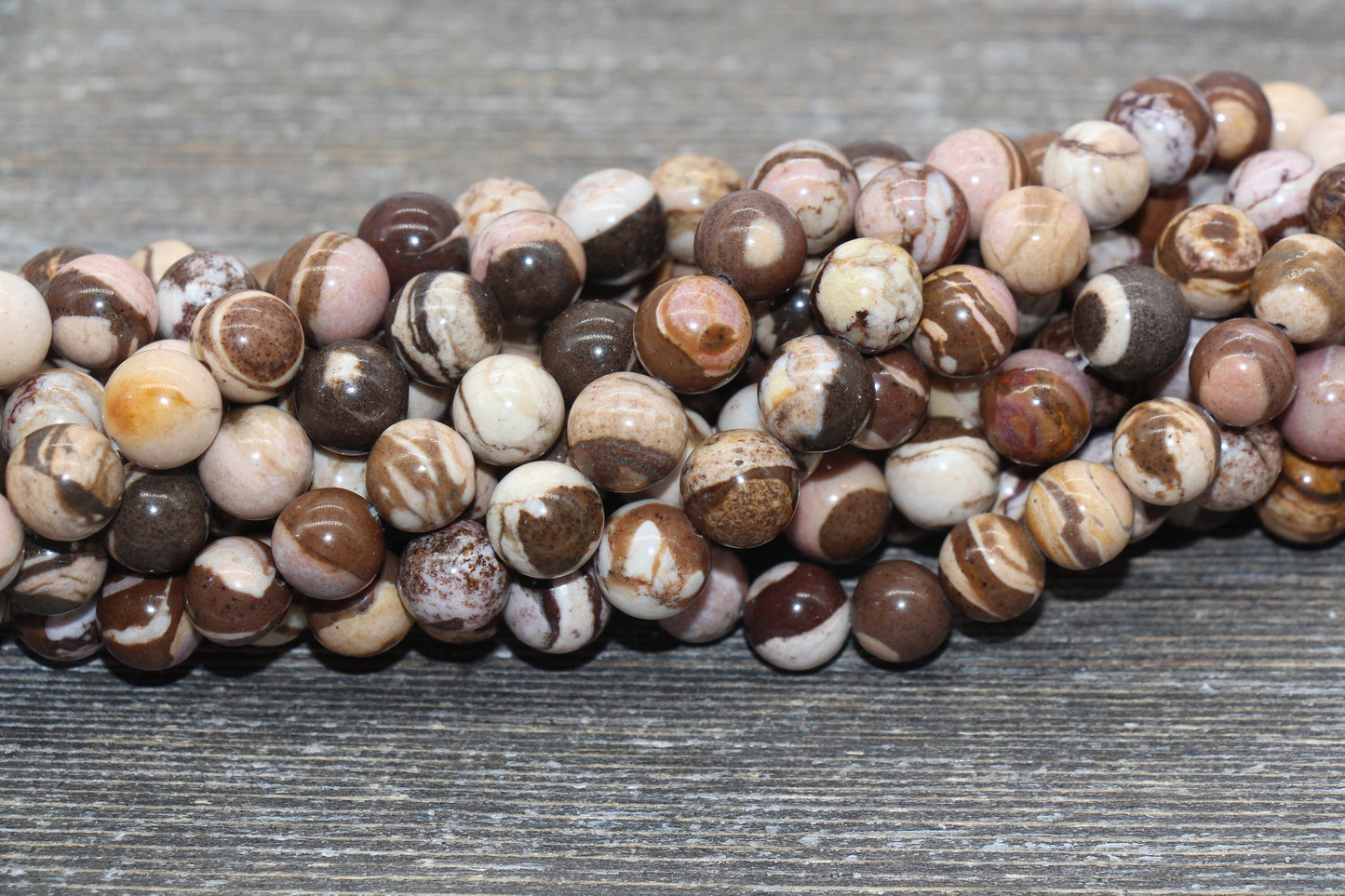Australian Zebra Jasper Beads, Natural Gemstones Round Beads, Sizes 4mm 6mm 8mm 10mm, Full Strand 15.5 inch, #78