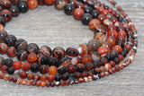 Black Brown Dream Agate Beads, Natural Gemstone Smooth Round Beads, Sizes 4mm 6mm 8mm 10mm 12mm, Full Strand 15.5" #24