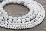 White Howlite Beads, Howlite Smooth Gemstones Round Beads, Sizes 6mm 8mm 10mm, Full Strand 15.5" #29
