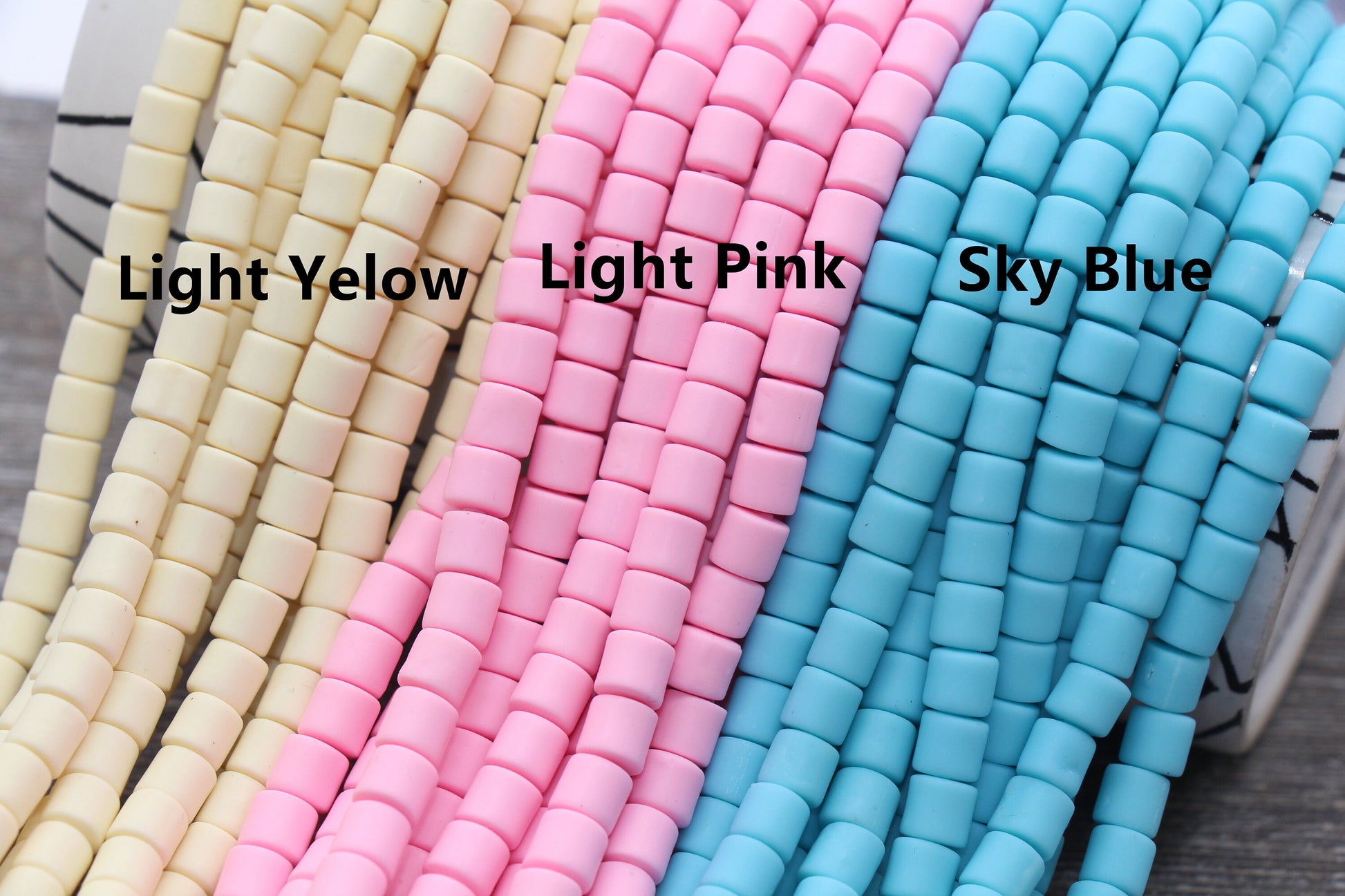 6mm Wide Column Chunky Beads, 15 COLORS Polymer Clay Beads, Heishi Spacer Beads, Clay Tube Beads, Wide Vinyl Heishi Beads