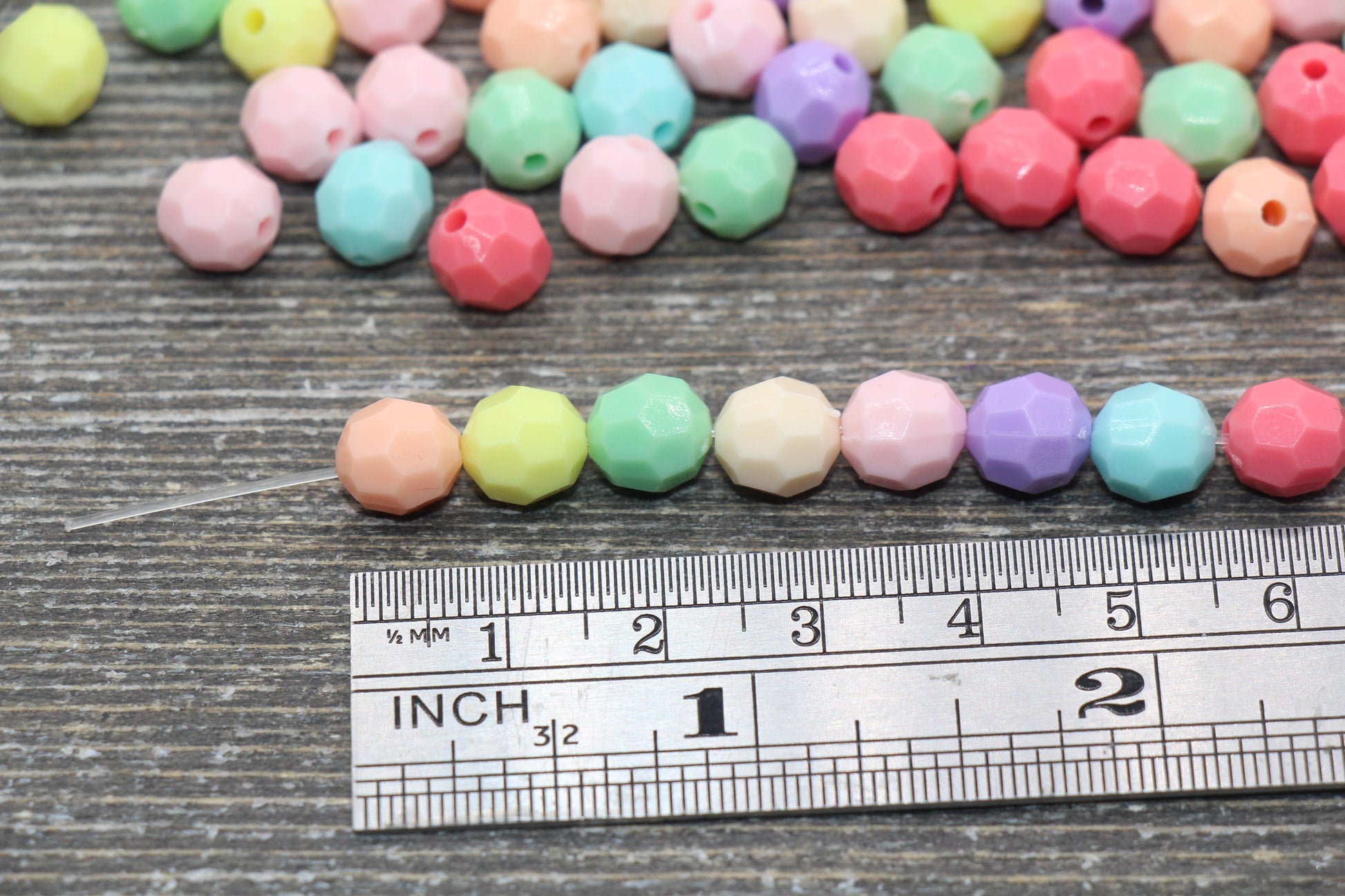 8mm Multicolor Faceted Gumball Beads, Round Acrylic Loose Beads, Chunky Beads, Faceted Plastic Beads, Bubble Gum Beads #1736