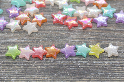 Iridescent Multicolored Star Beads, Rainbow Acrylic Star Beads, Plastic Colorful Star Beads #1742