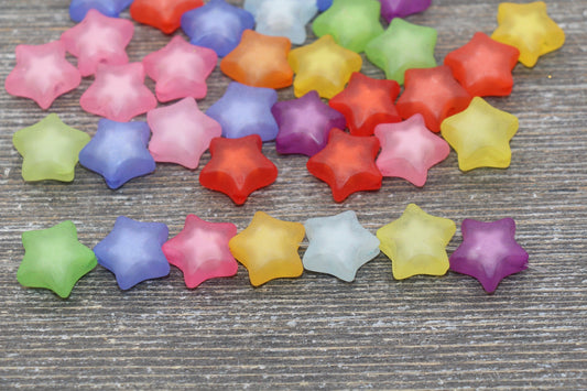 Matte Multicolored Star Beads, Frosted Large Star Beads, Plastic Colorful Star Beads, Chunky Star Beads, Bracelet Beads, #1749