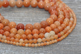 Red Aventurine Beads, Aventurine Gemstone Smooth Round Beads, Jewelry Making Bracelet Beads, Size 4mm 6mm 8mm 10mm 12mm, 15.5" Strand #218