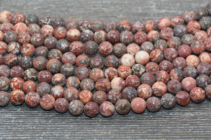 Leopard Skin Jasper Beads, Round Gemstone Loose Beads, Jewelry Making Bracelet Beads, Size 4mm 6mm 8mm 10mm, 15.5'' Strand, #219