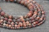 Leopard Skin Jasper Beads, Round Gemstone Loose Beads, Jewelry Making Bracelet Beads, Size 4mm 6mm 8mm 10mm, 15.5'' Strand, #219
