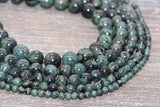 Kambaba Jasper Beads, Green Round Gemstone Loose Beads, Jewelry Making Bracelet Beads, Size 4mm 6mm 8mm 10mm 12mm, 15.5'' Strand, #220