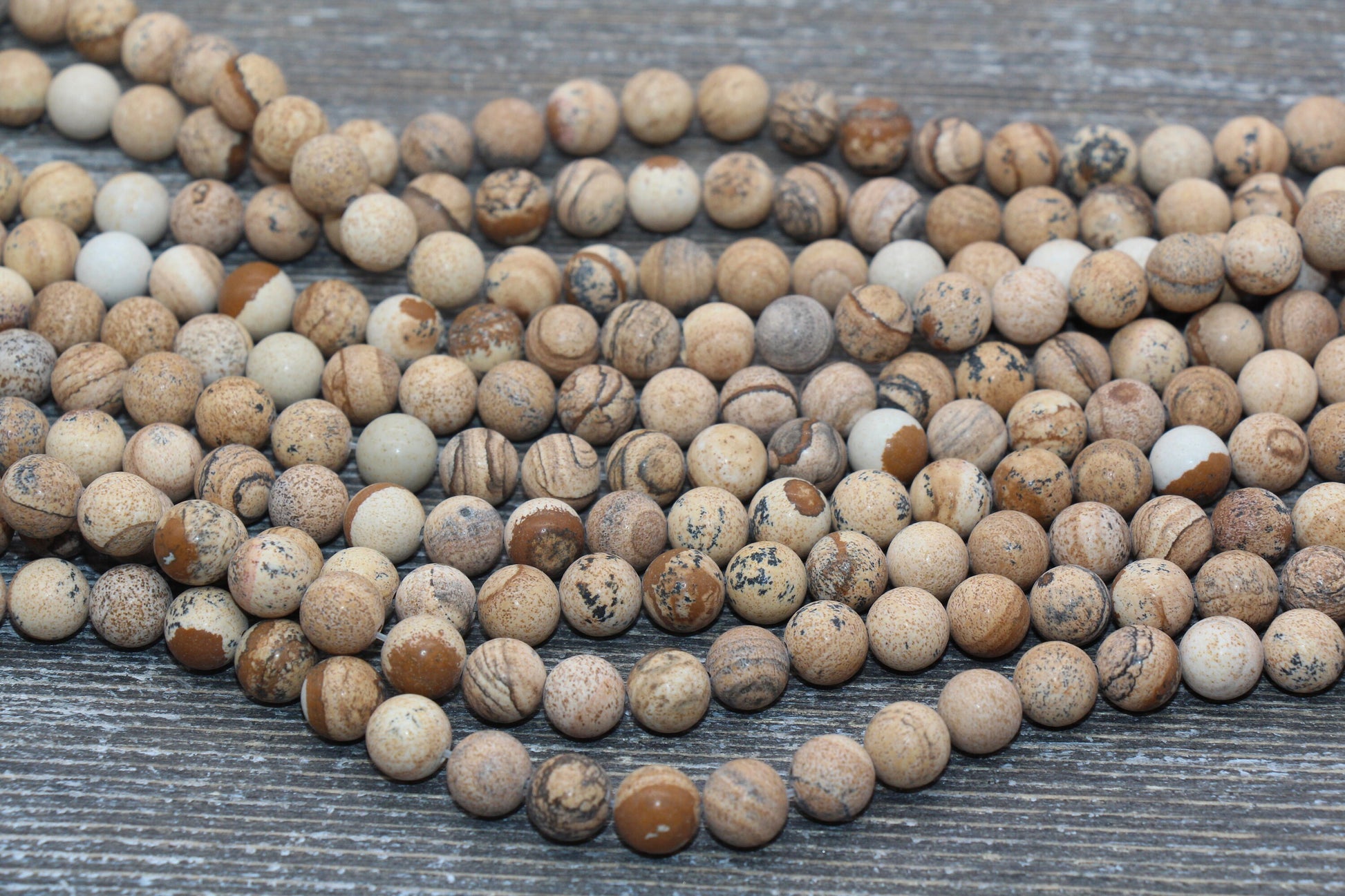 Matte Picture Jasper Beads, Frosted Gemstones Round Loose Beads, Jewelry Making Bracelet Beads, 4mm 6mm 8mm 10mm,12mm, 15.5'' Strand, #221