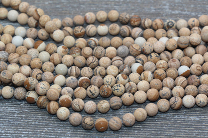Matte Picture Jasper Beads, Frosted Gemstones Round Loose Beads, Jewelry Making Bracelet Beads, 4mm 6mm 8mm 10mm,12mm, 15.5'' Strand, #221