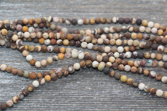 Matte Australian Zebra Jasper Beads, Frosted Zebra Gemstones Round Beads, Sizes 4mm 6mm 8mm 10mm, 15.5'' Strand #222