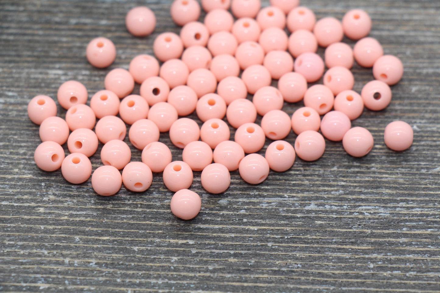 6mm Peach Gumball Beads, Round Acrylic Peach Loose Beads, Bubblegum Beads, Chunky Beads, Smooth Plastic Round Beads #888