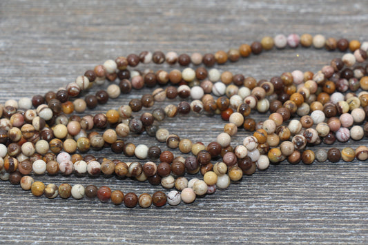 Australian Zebra Jasper Beads, Natural Gemstones Round Beads, Sizes 4mm 6mm 8mm 10mm, Full Strand 15.5 inch, #78