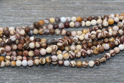 Australian Zebra Jasper Beads, Natural Gemstones Round Beads, Sizes 4mm 6mm 8mm 10mm, Full Strand 15.5 inch, #78