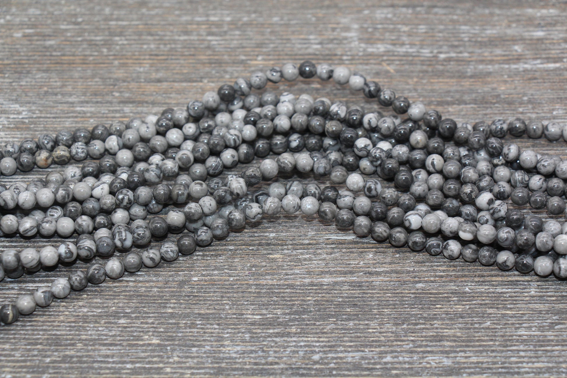 gray map jasper beads, stone beads for bracelets image 2
