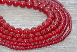 Dark Red Jade Beads, Red Gemstone Round Loose Beads, Jewelry Making Bracelet Beads, Size 4mm 6mm 8mm 10mm 12mm 15.5" Strand #226