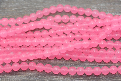 Pink Jade Beads, Pink Gemstone Round Loose Beads, Jewelry Making Bracelet Beads, Size 4mm 6mm 8mm 10mm 12mm 15.5" Strand #227