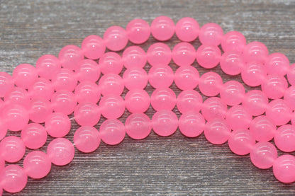 Pink Jade Beads, Pink Gemstone Round Loose Beads, Jewelry Making Bracelet Beads, Size 4mm 6mm 8mm 10mm 12mm 15.5" Strand #227