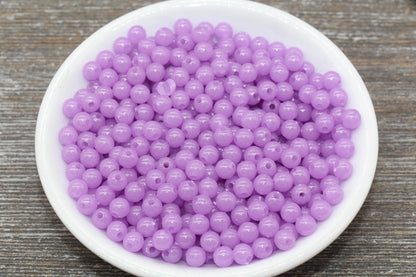 6mm Glow in Dark Purple Gumball Beads, Round Acrylic Loose Beads, Bubblegum Beads, Chunky Beads, Smooth Plastic Round Beads #1327