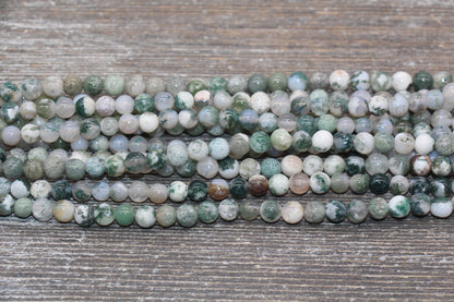 Tree Agate Beads, Natural Gemstone Round Beads, Sizes 4mm 6mm 8mm 10mm 12mm, Full Strand 15.5 inch, #102