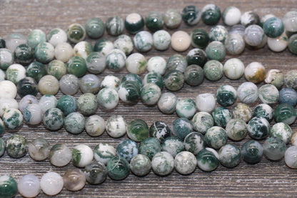 Tree Agate Beads, Natural Gemstone Round Beads, Sizes 4mm 6mm 8mm 10mm 12mm, Full Strand 15.5 inch, #102