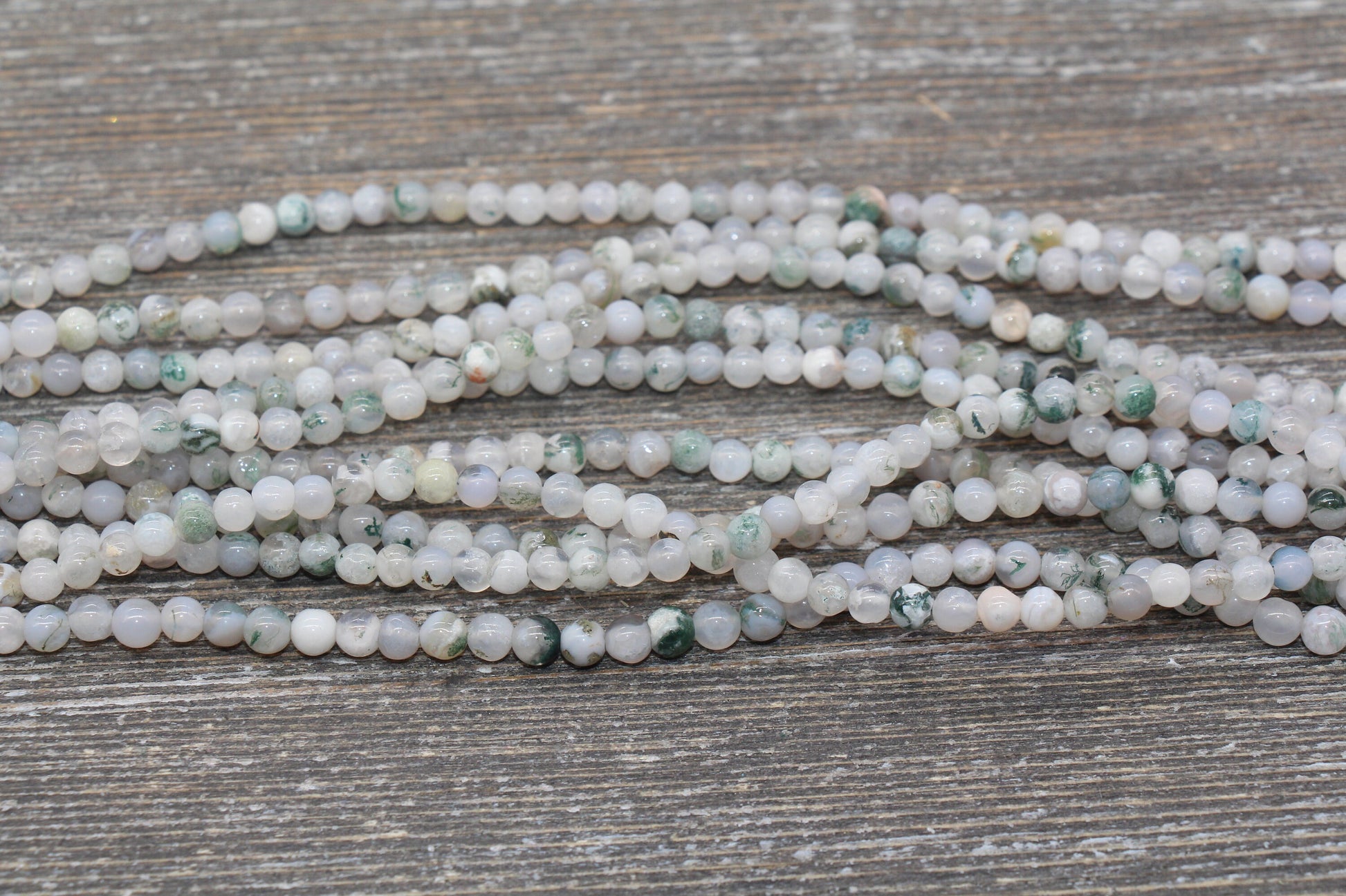 Tree Agate Beads, Natural Gemstone Round Beads, Sizes 4mm 6mm 8mm 10mm 12mm, Full Strand 15.5 inch, #102