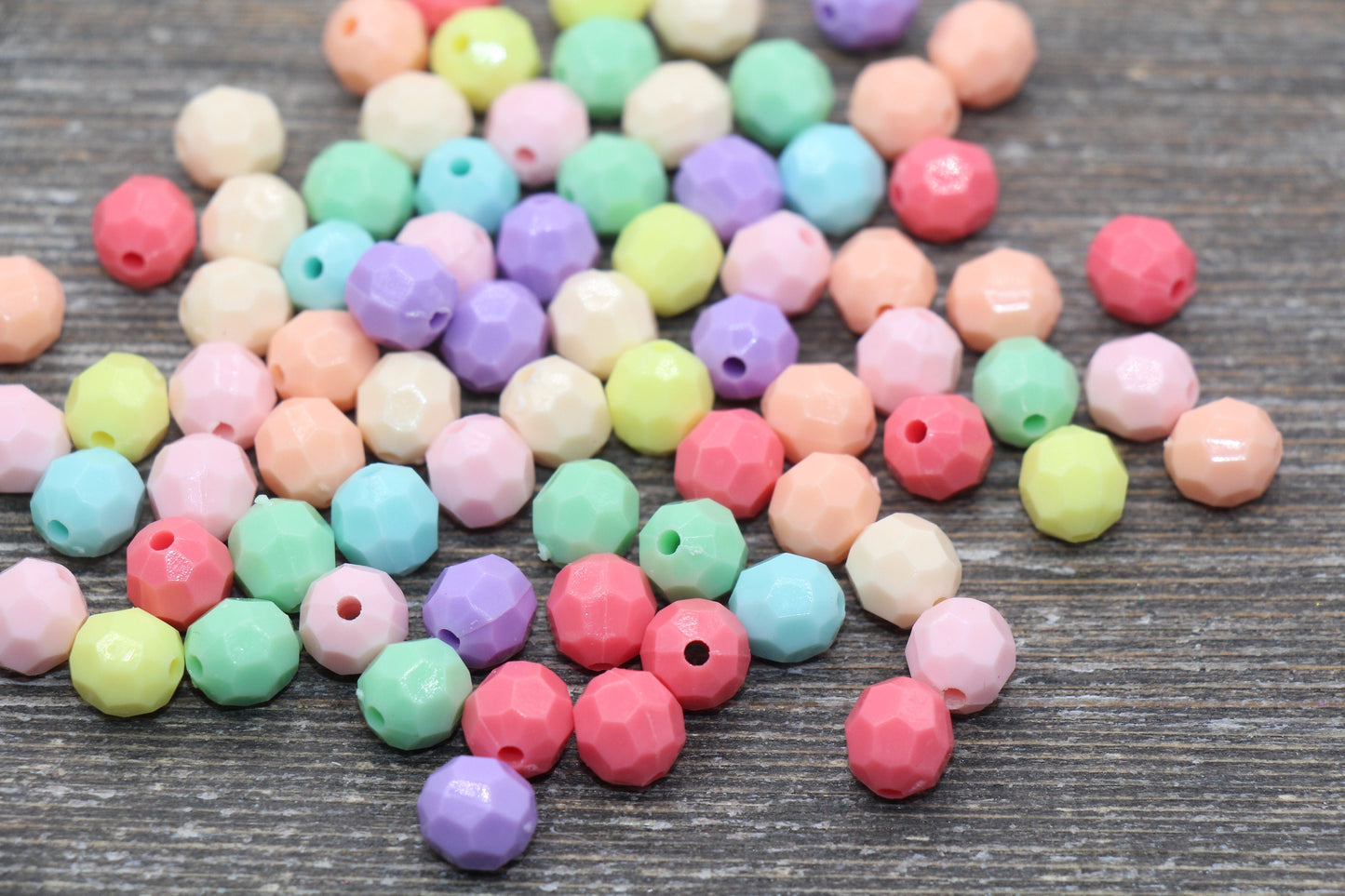 8mm Multicolor Faceted Gumball Beads, Round Acrylic Loose Beads, Chunky Beads, Faceted Plastic Beads, Bubble Gum Beads #1736