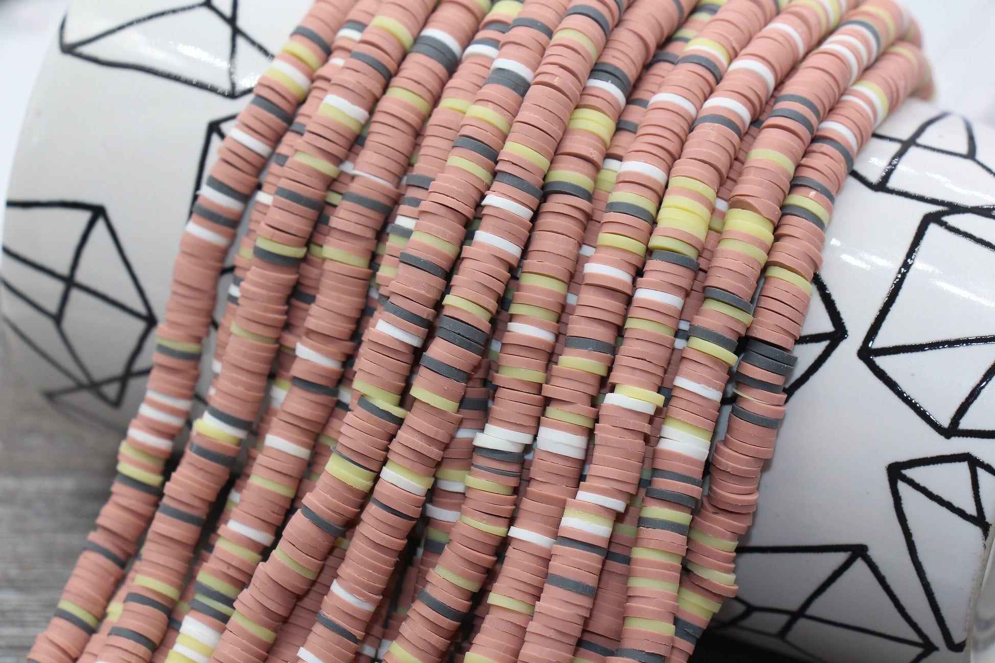 6mm Multicolor Heishi Beads, Polymer Clay Disc Beads, African Disc Beads, Wholesale Vinyl Heishi Beads, 16 inch Strand #257