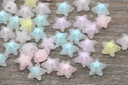 Large Star Beads, Multicolor Star Beads, Rainbow Acrylic Star Beads, Plastic Colorful Star Beads #1745