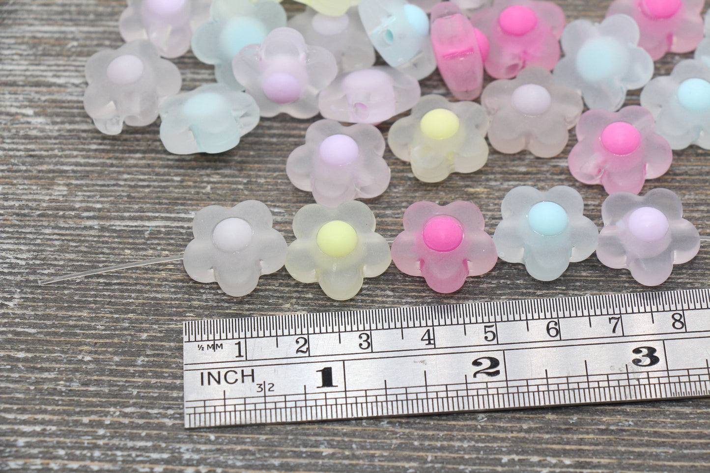 Large Flower Beads, Multicolor Flower Beads, Rainbow Acrylic Flower Beads, Plastic Colorful Floral Beads, Chunky Beads, Bracelet Beads #1747