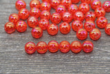 10mm Red AB Crackle Acrylic Gumball Beads