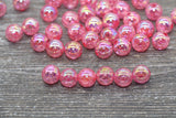 10mm Hot Pink AB Gumball Beads, Iridescent Acrylic Crackle Loose Beads, Bubblegum Beads, Chunky Beads, Smooth Round Plastic Beads #1752