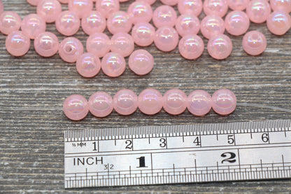 8mm Jelly Pink AB Gumball Beads, Iridescent Acrylic Round Loose Beads, Bubblegum Beads, Chunky Beads, Smooth Round Plastic Beads #1765