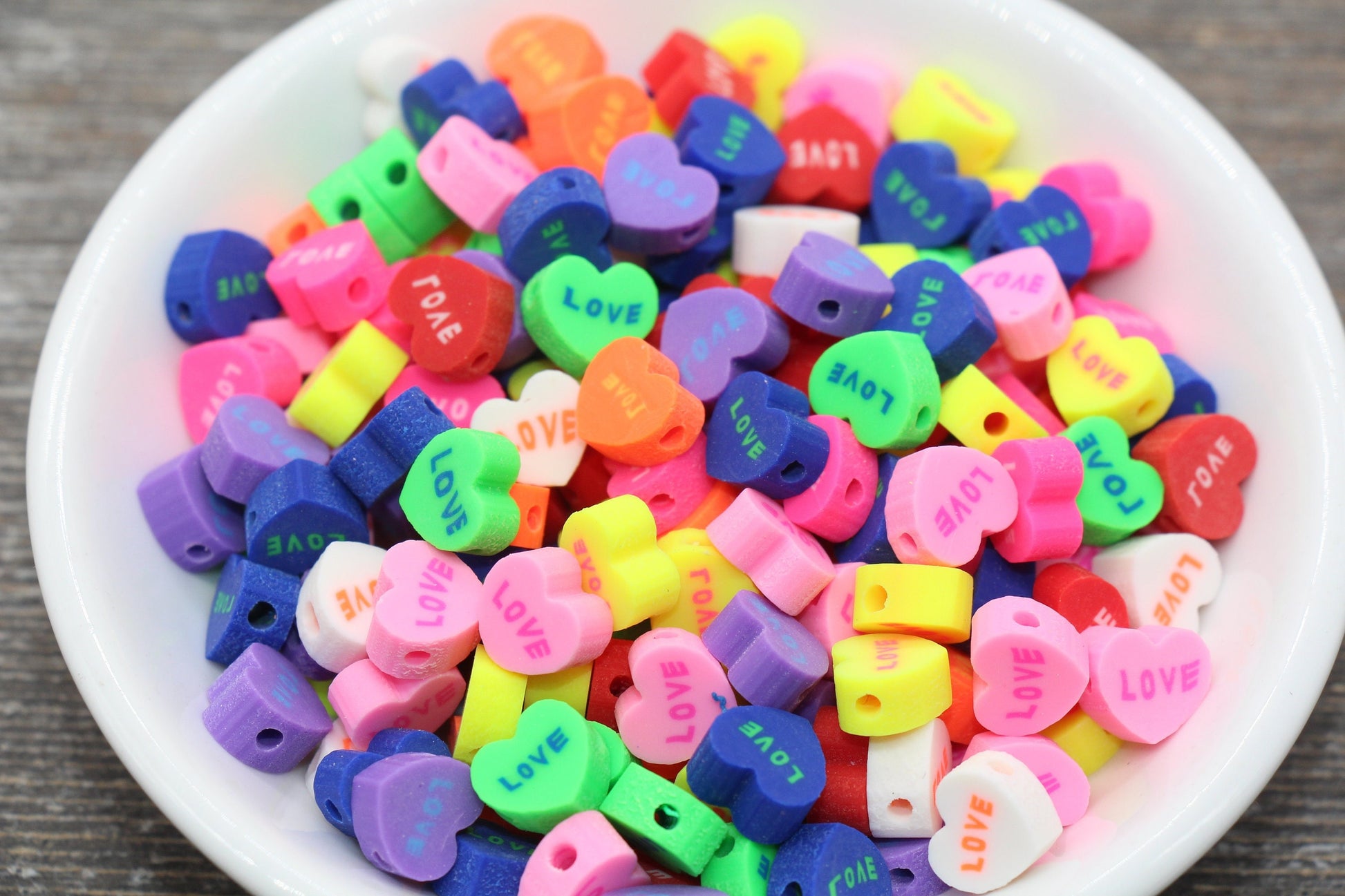 Heart Polymer Clay Beads, Multicolor Love Heart Cane Beads, Heart Clay Beads, Rainbow Heart Beads, Jewelry Beads, Beads for Bracelet #48