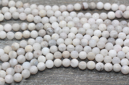 White Crazy Lace Agate Beads, Gemstone Round Loose Beads, Sizes 4mm 6mm 8mm 10mm 12mm , Full Strand 15.5 inch, #213