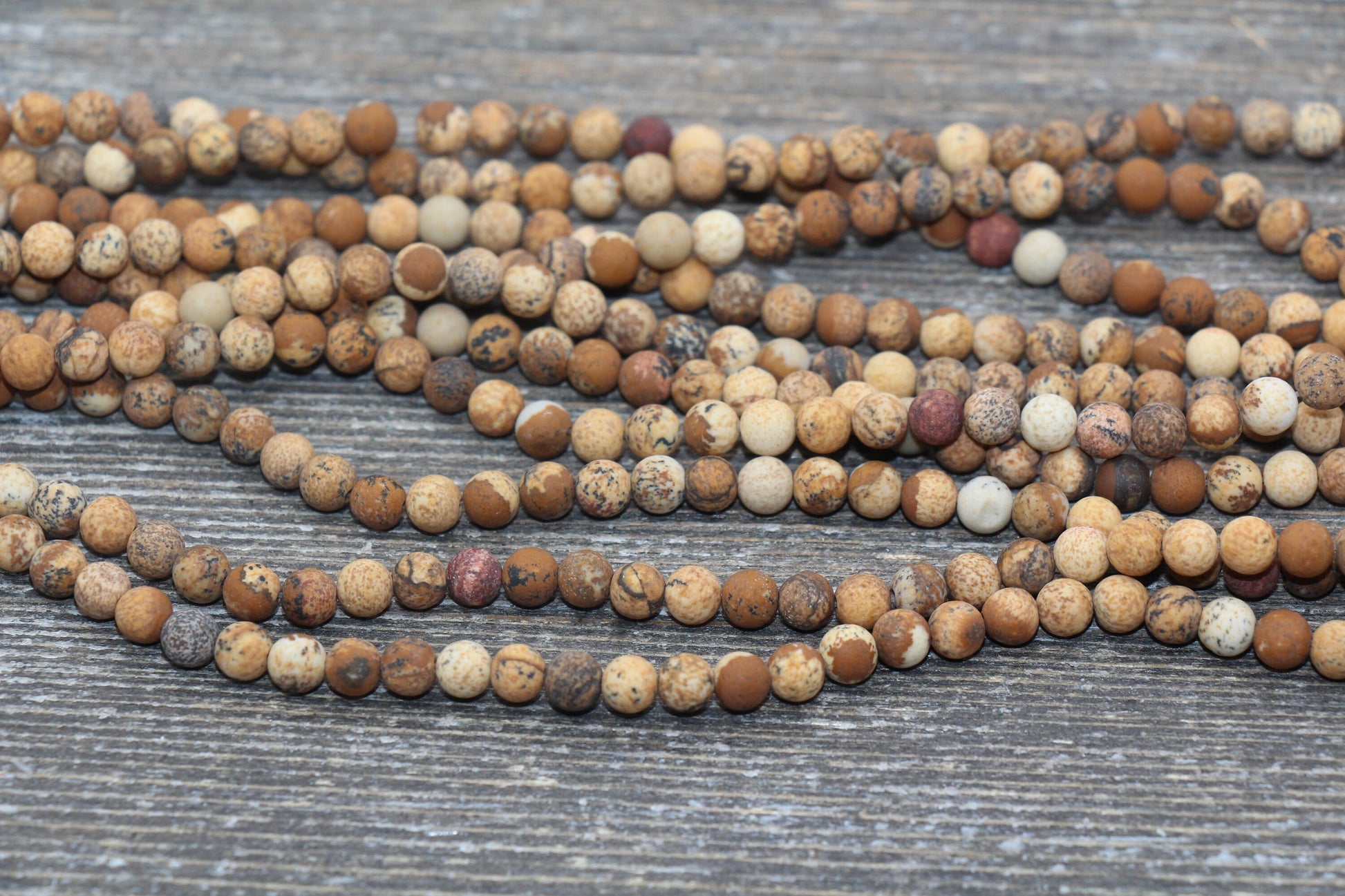 Matte Picture Jasper Beads, Frosted Gemstones Round Loose Beads, Jewelry Making Bracelet Beads, 4mm 6mm 8mm 10mm,12mm, 15.5'' Strand, #221