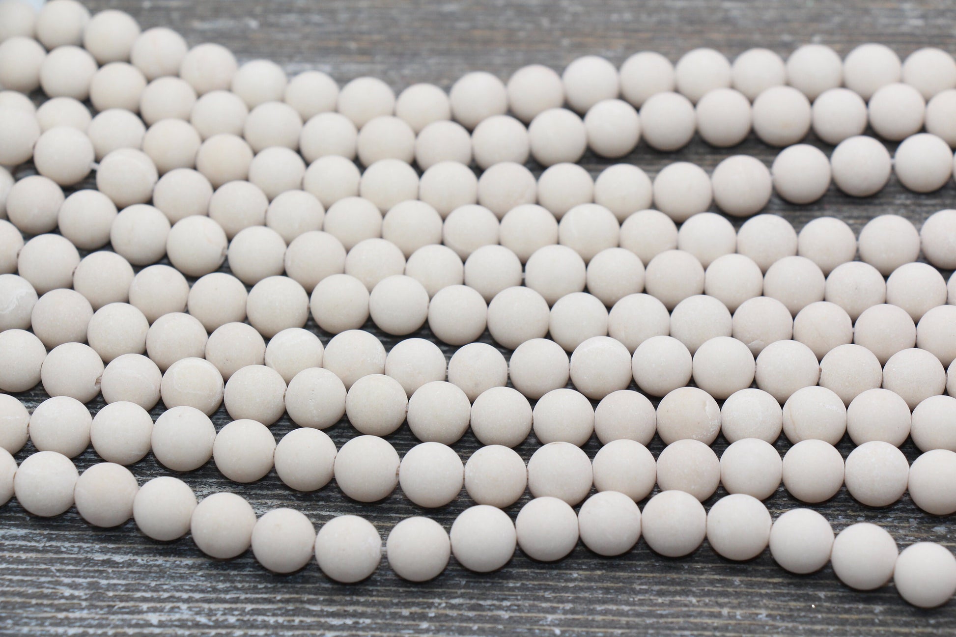 Matte White Fossil Stone Beads, Frosted Fossil Gemstone Round Beads, Size 4mm 6mm 9mm 10mm 12mm, 15.5" Strand #13