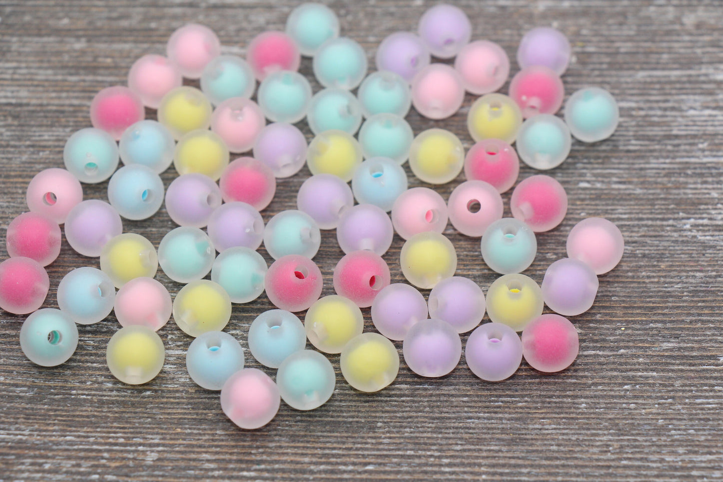 10mm Matte Multicolored Gumball Beads, Round Acrylic Loose Beads, Frosted Bubblegum Beads, Chunky Beads, Round Plastic Beads #1785