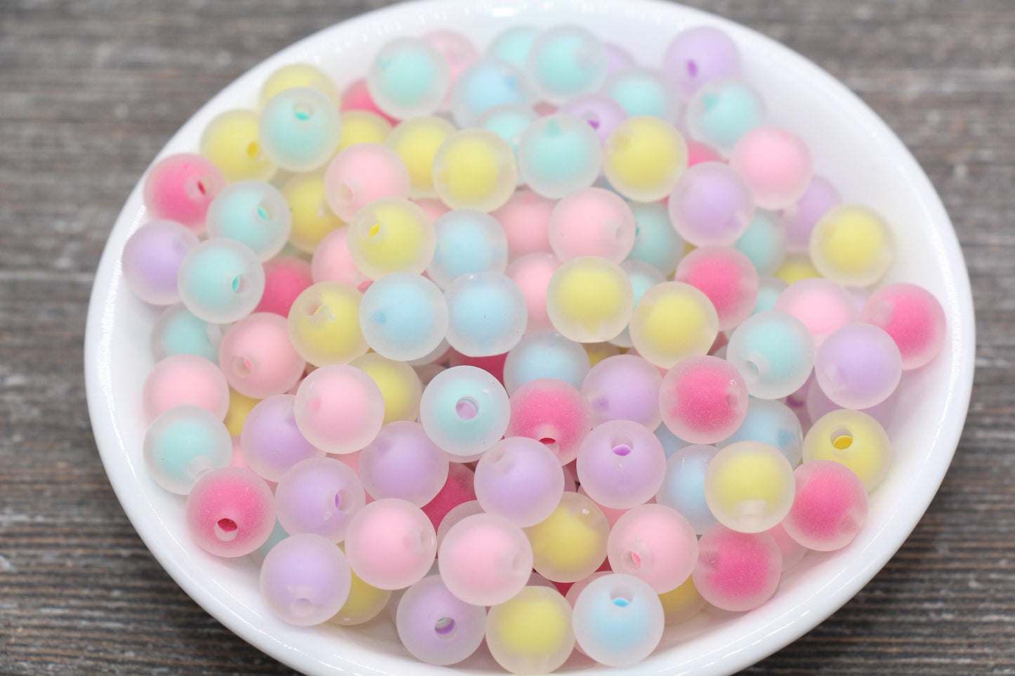 10mm Matte Multicolored Gumball Beads, Round Acrylic Loose Beads, Frosted Bubblegum Beads, Chunky Beads, Round Plastic Beads #1785