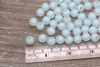 10mm Matte Blue Gumball Beads, Round Acrylic Loose Beads, Frosted Bubblegum Beads, Chunky Beads, Round Plastic Beads #1788