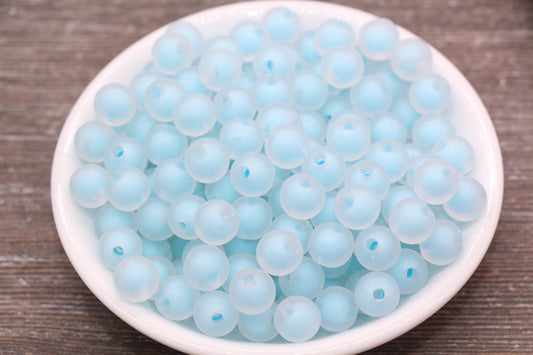 10mm Matte Blue Gumball Beads, Round Acrylic Loose Beads, Frosted Bubblegum Beads, Chunky Beads, Round Plastic Beads #1788