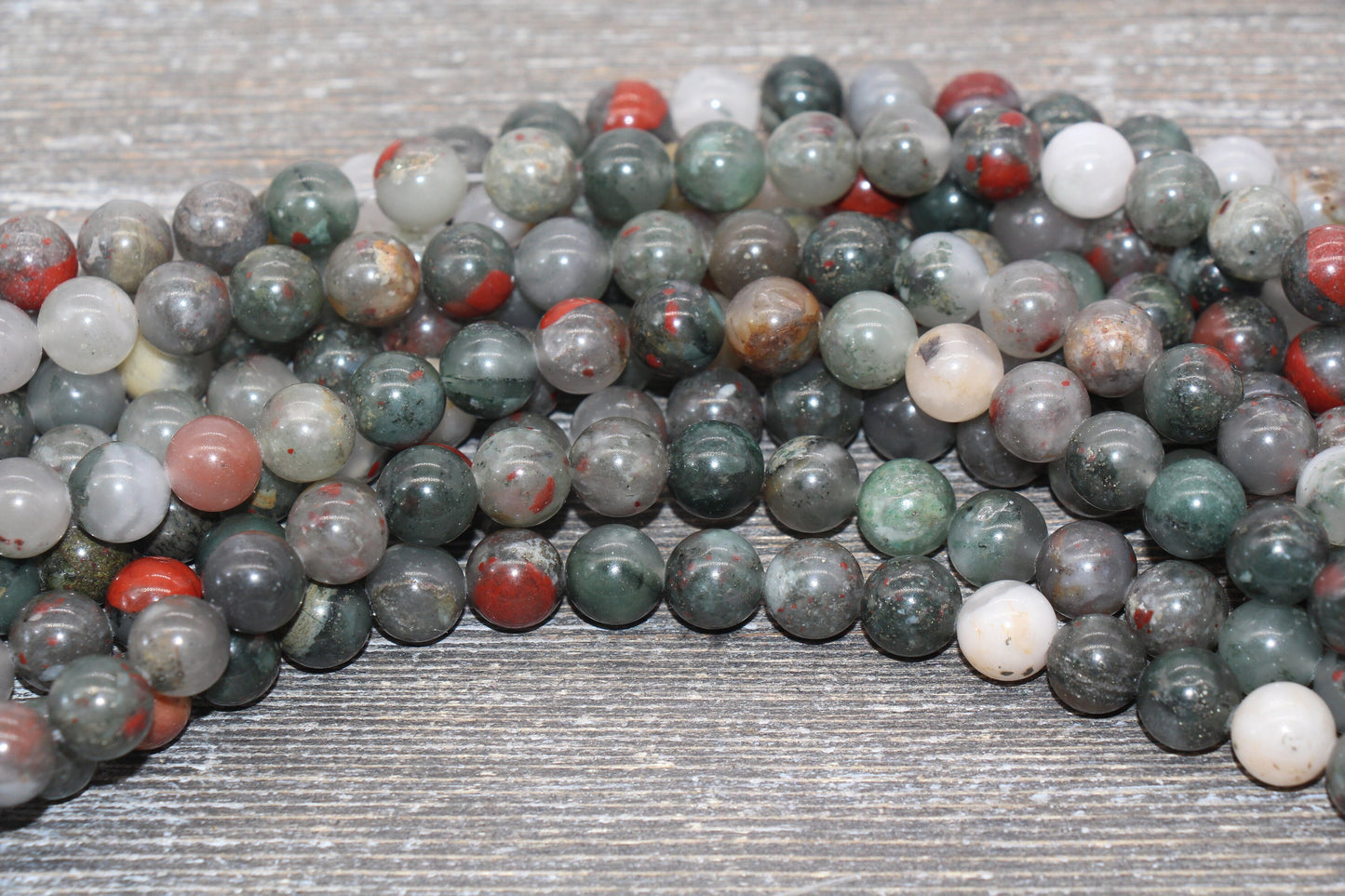 African Blood Stone Beads, Blood Stone Gemstones Round Beads, Jewelry Making Size 4mm 6mm 8mm 10mm, Full Strand 15.5 inch #37
