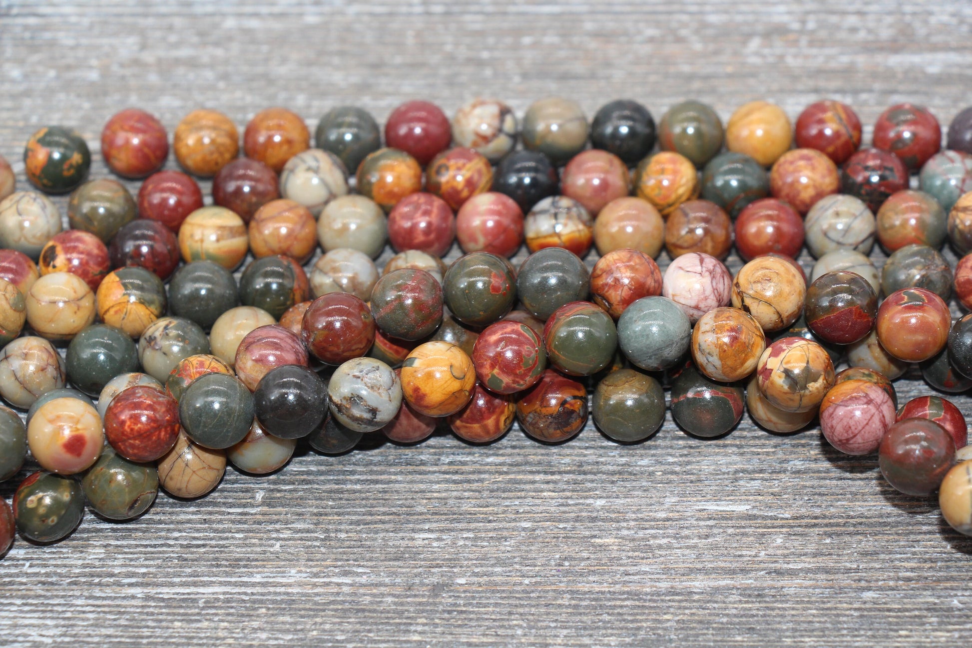Picasso Jasper Beads, Picasso Gemstone Round Beads, Jewelry Making Bracelet Beads Size 4mm 6mm 8mm 10mm 12mm, 15.5'' Strand #65