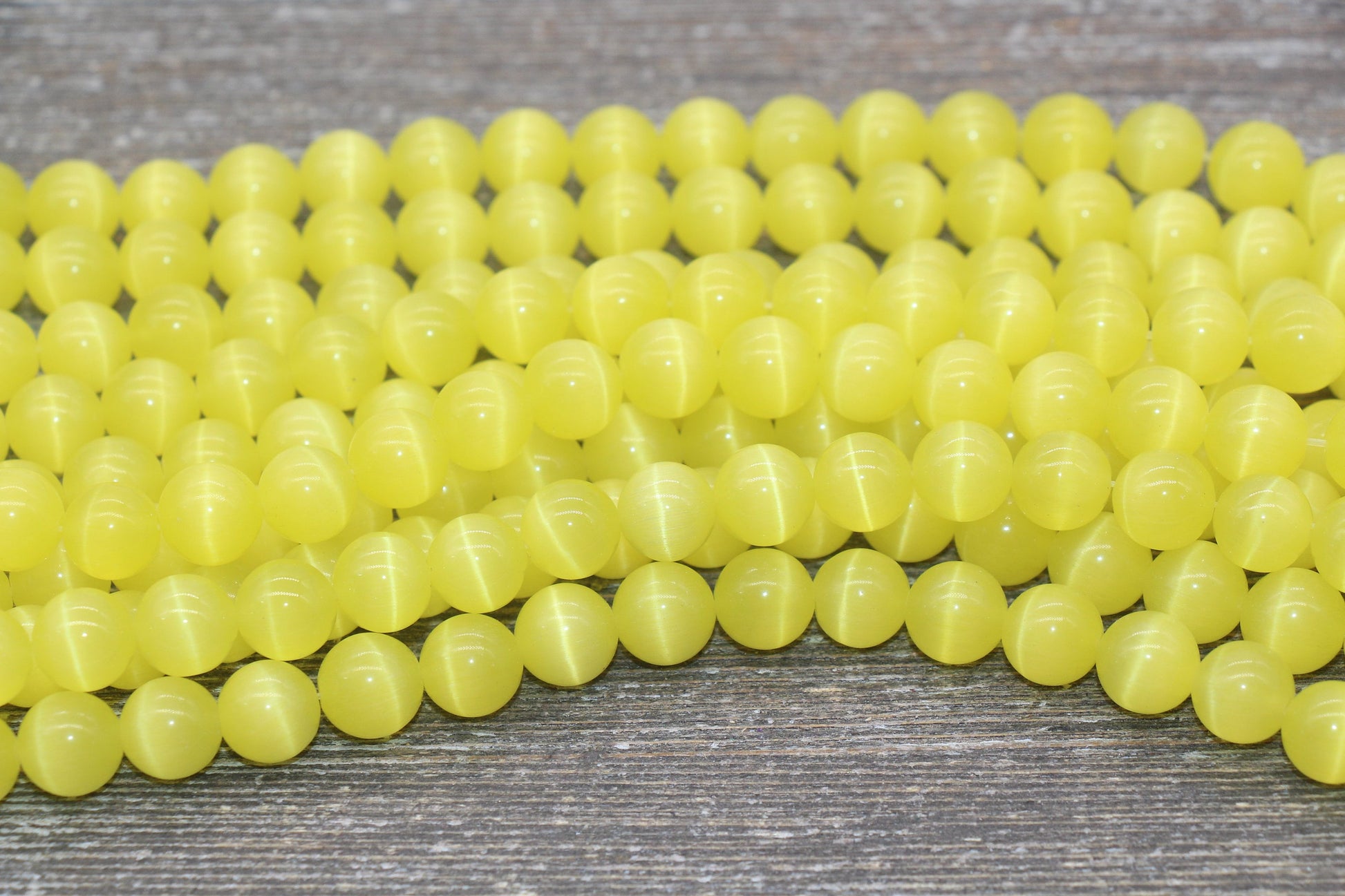 Yellow Cat Eye Beads, Yellow Round Beads, Smooth Round Beads, Jewelry Making Bracelet Beads, Size 4mm 6mm 8mm 10mm 12mm, 15.5'' Strand #223