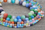 Multicolor Cat Eye Beads, Mix Color Cat Eye Beads Smooth Beads, Jewelry Bracelet Beads, Size 4mm 6mm 8mm 10mm 12mm, 15.5'' Strand #224
